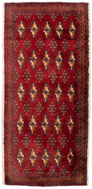 Turkaman tapijt - 130 x 60 cm - rood