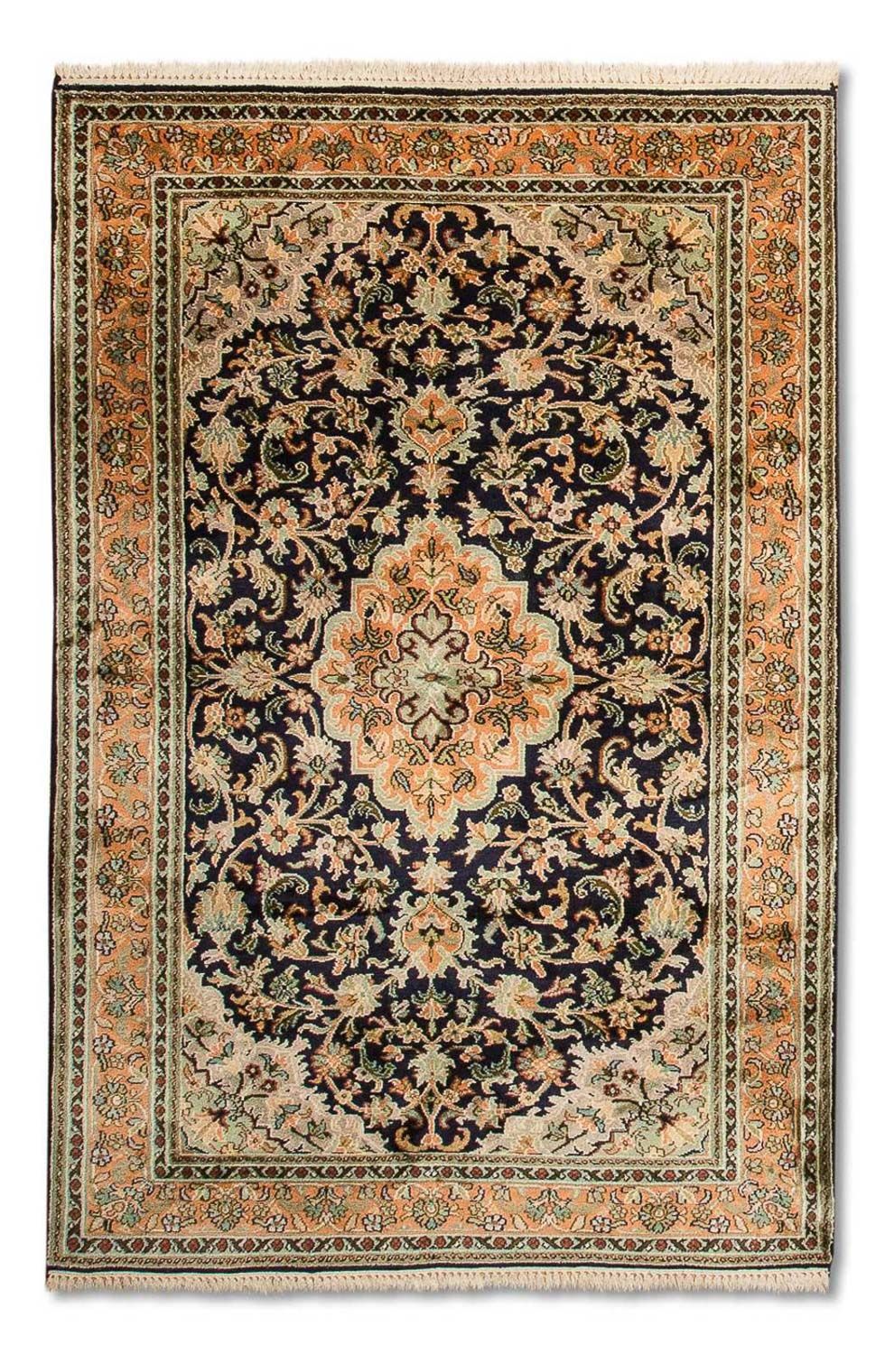 Zijden tapijt - Kashmir Silk - 156 x 95 cm - donkerblauw