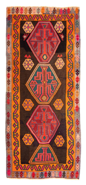Loper Kelim tapijt - Oud - 330 x 155 cm - veelkleurig