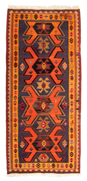 Loper Kelim tapijt - Oud - 220 x 110 cm - veelkleurig