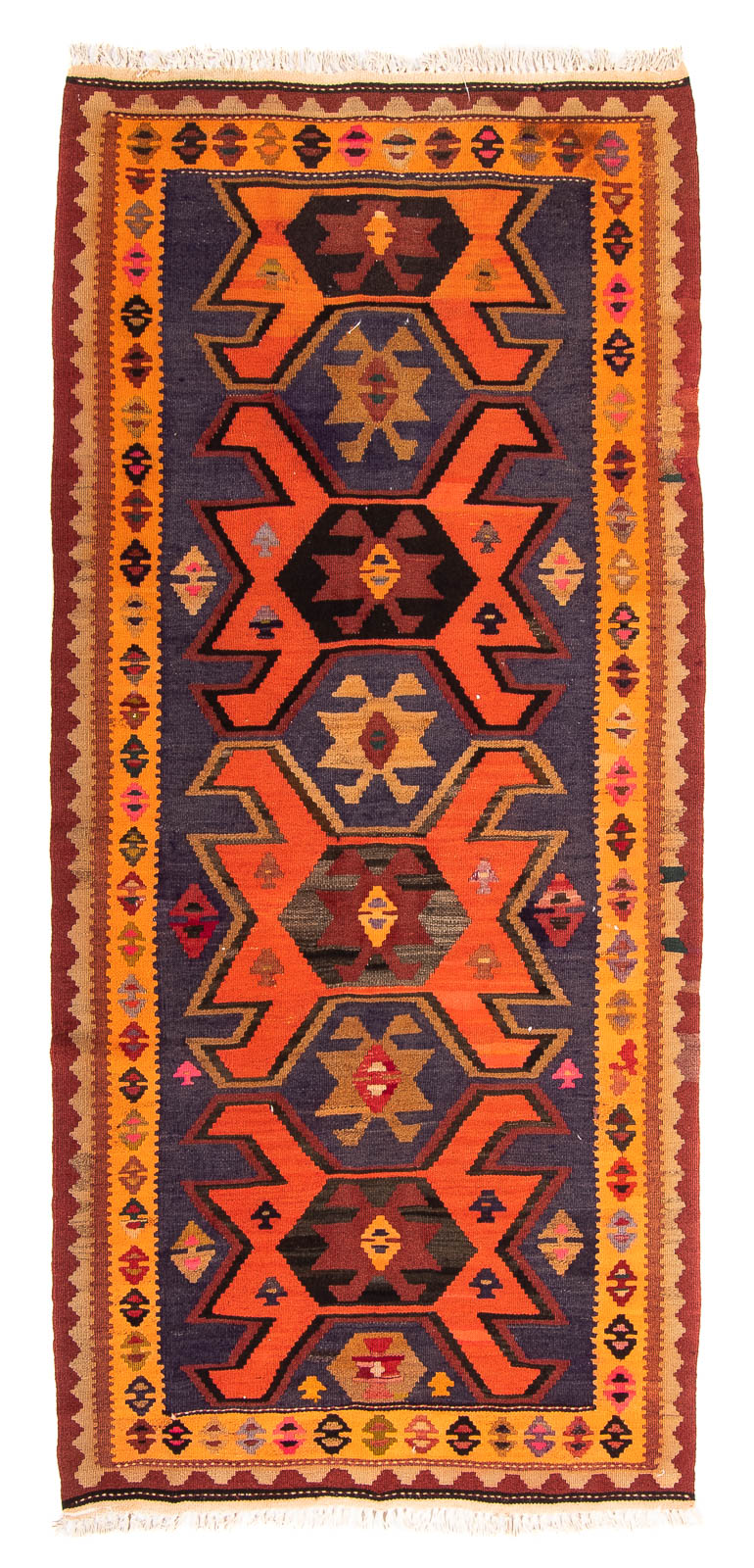 Loper Kelim tapijt - Oud - 220 x 110 cm - veelkleurig