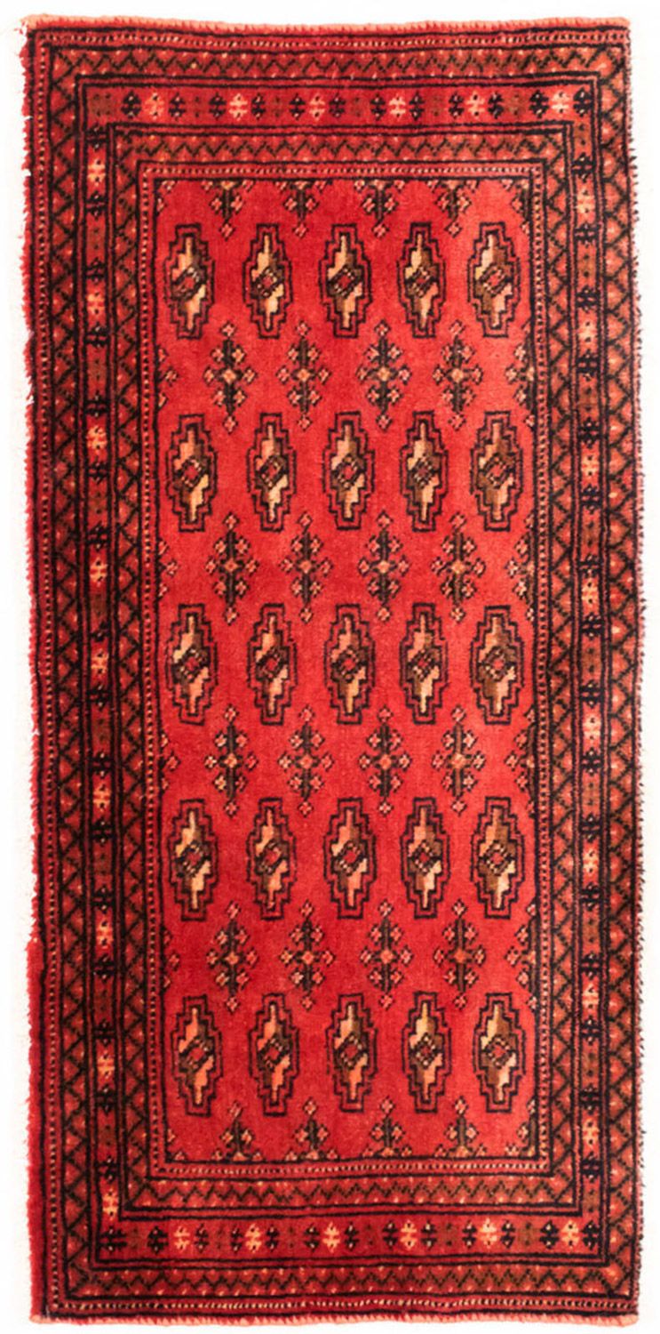 Loper Turkaman tapijt - 100 x 50 cm - rood