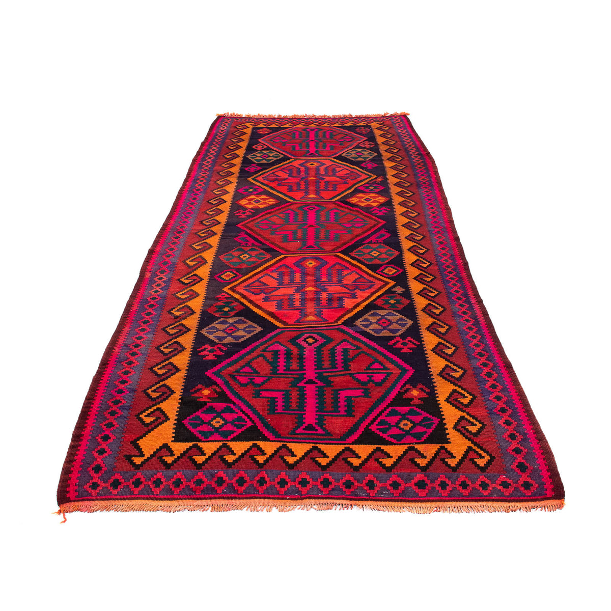 Loper Kelim tapijt - Oud - 345 x 150 cm - veelkleurig