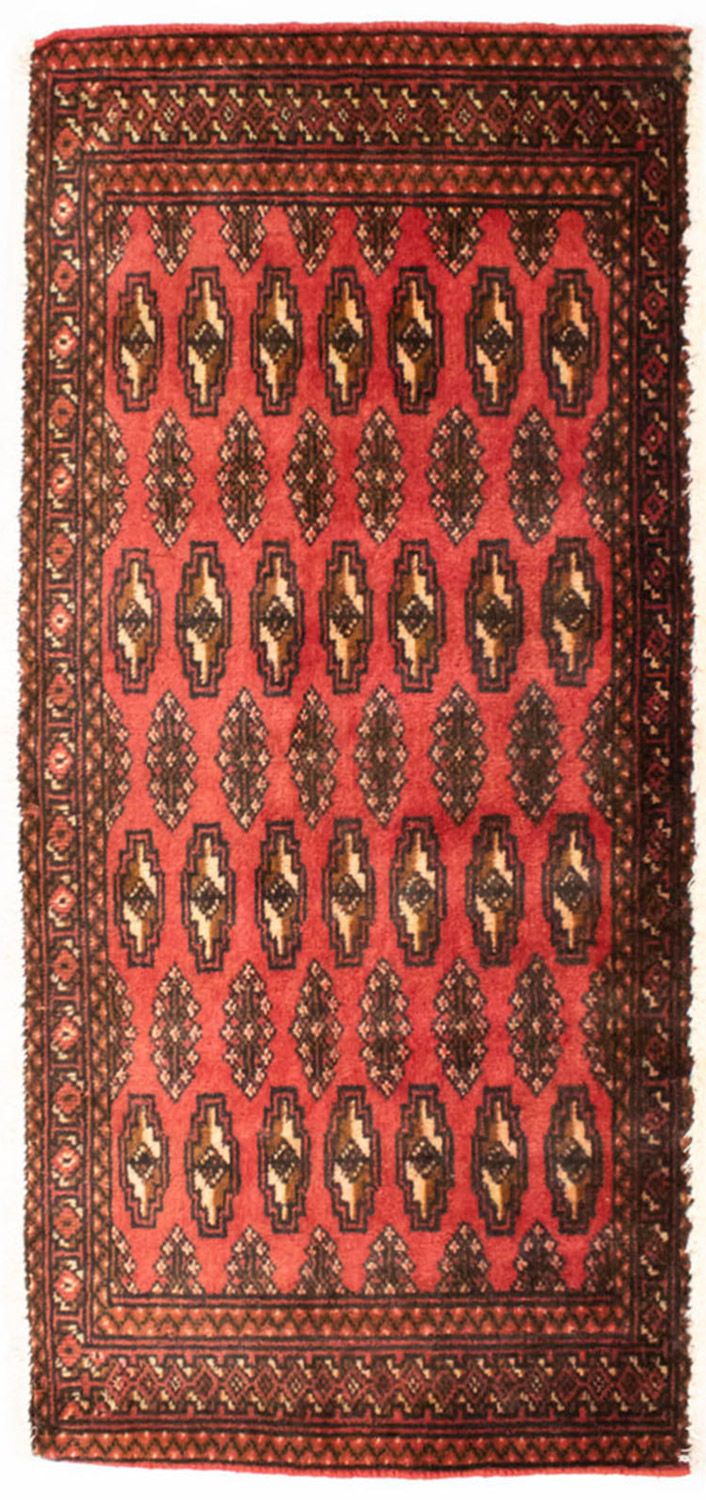 Loper Turkaman tapijt - 100 x 50 cm - rood