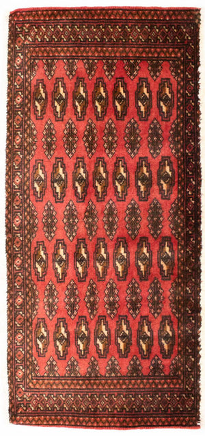 Loper Turkaman tapijt - 100 x 50 cm - rood