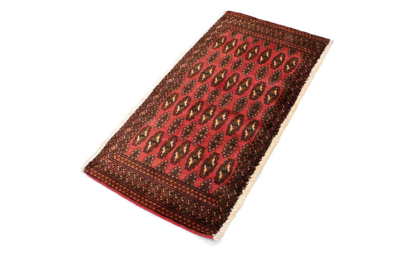 Loper Turkaman tapijt - 100 x 50 cm - rood