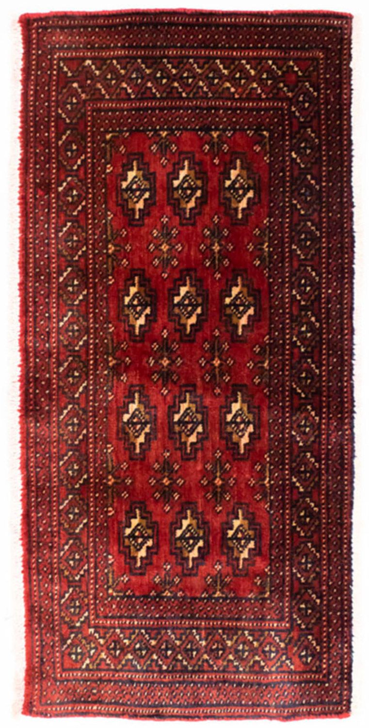 Loper Turkaman tapijt - 100 x 50 cm - rood