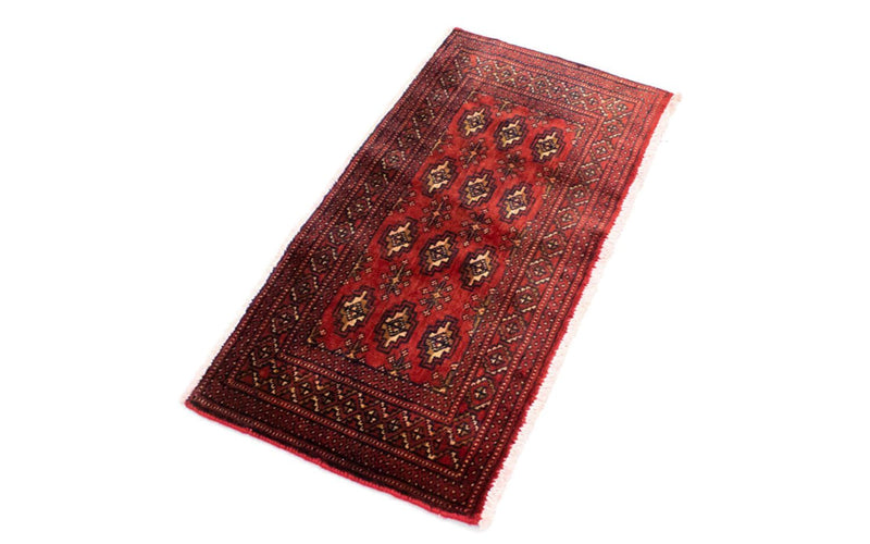 Loper Turkaman tapijt - 100 x 50 cm - rood