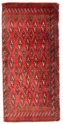 Loper Turkaman tapijt - 100 x 50 cm - rood