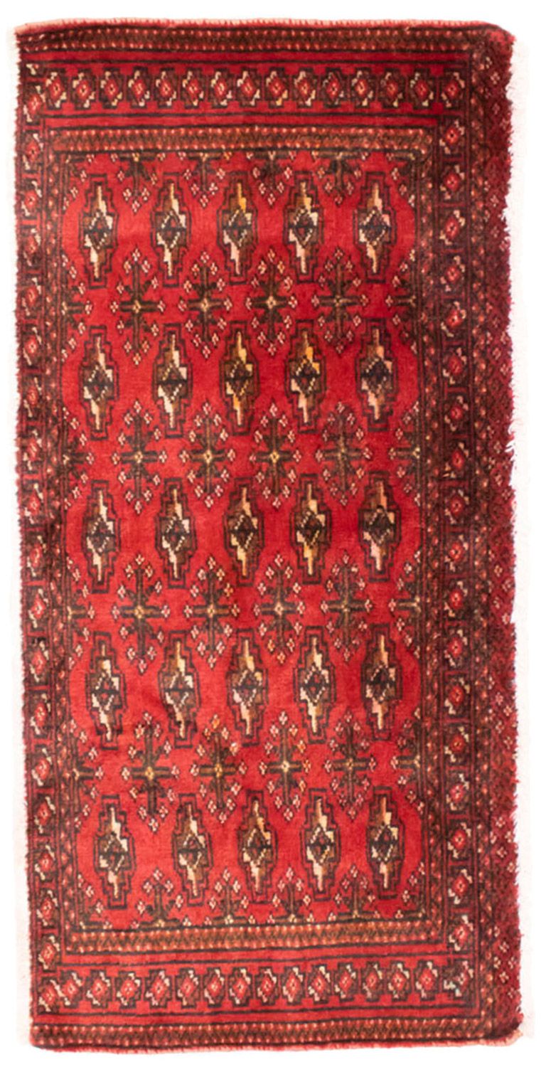 Loper Turkaman tapijt - 100 x 50 cm - rood