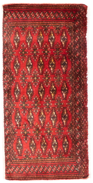 Loper Turkaman tapijt - 100 x 50 cm - rood
