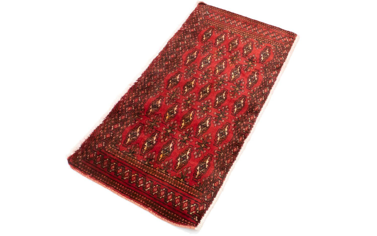 Loper Turkaman tapijt - 100 x 50 cm - rood