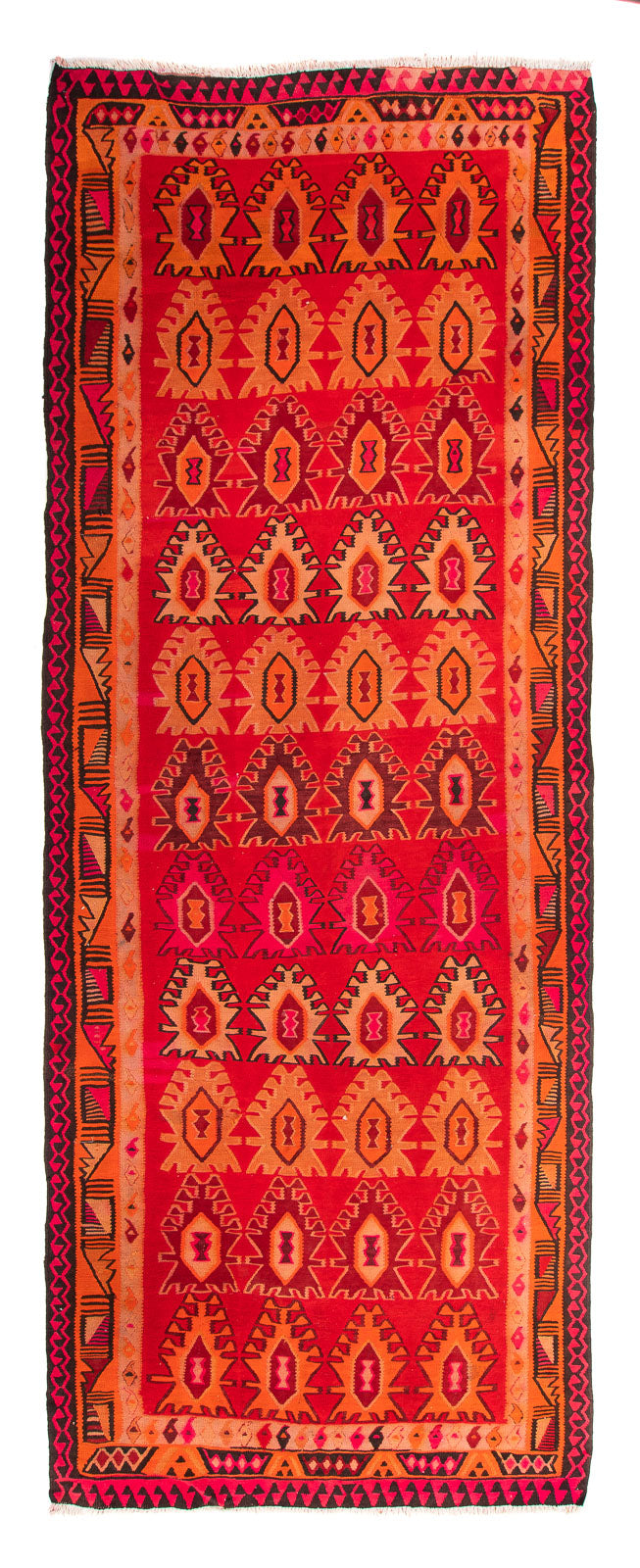 Loper Kelim tapijt - Oud - 395 x 155 cm - veelkleurig