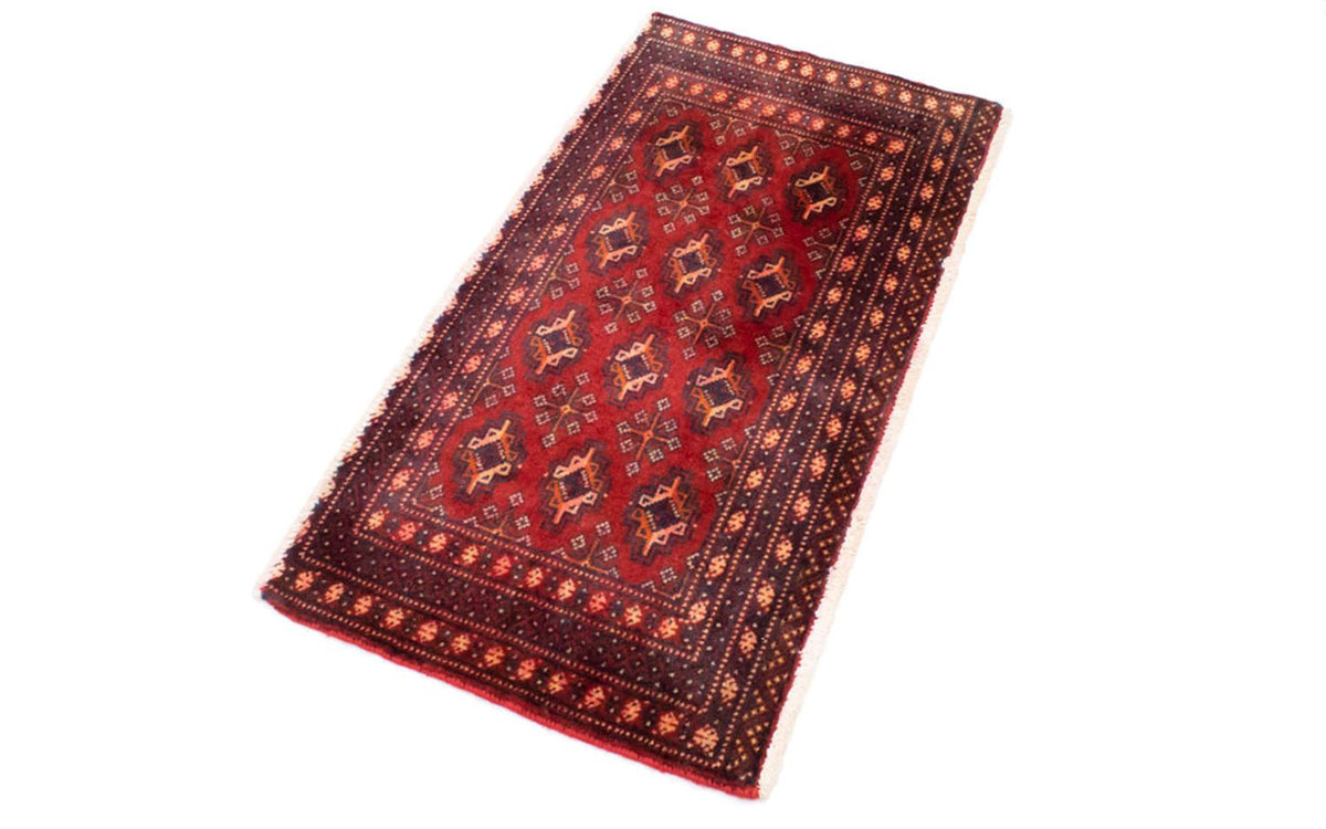 Loper Turkaman tapijt - 100 x 50 cm - rood
