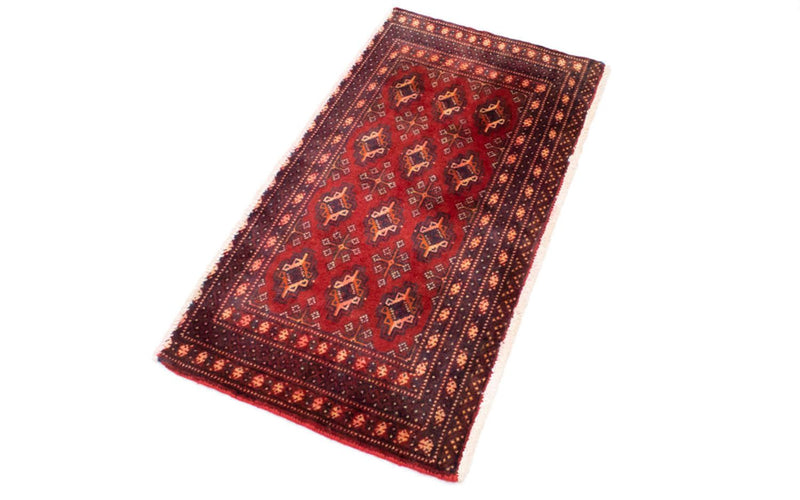 Loper Turkaman tapijt - 100 x 50 cm - rood