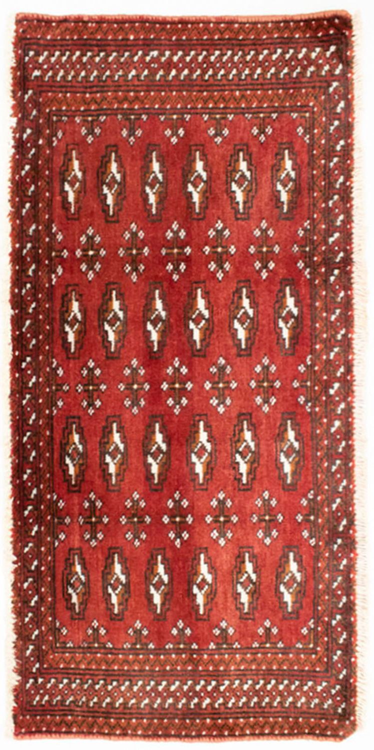 Loper Turkaman tapijt - 100 x 50 cm - rood