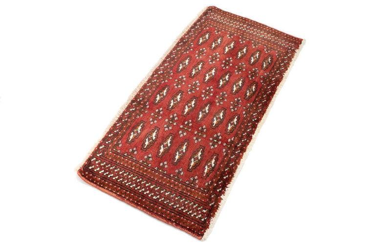 Loper Turkaman tapijt - 100 x 50 cm - rood