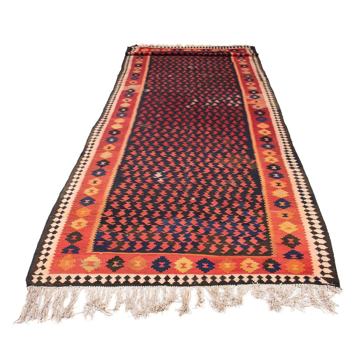 Loper Kelim tapijt - Oud - 450 x 120 cm - donkerblauw