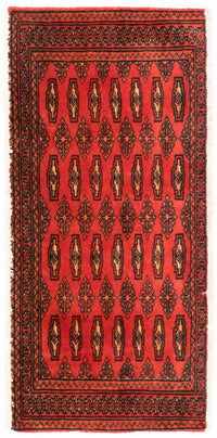 Loper Turkaman tapijt - 100 x 50 cm - rood