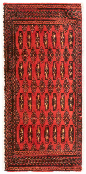 Loper Turkaman tapijt - 100 x 50 cm - rood