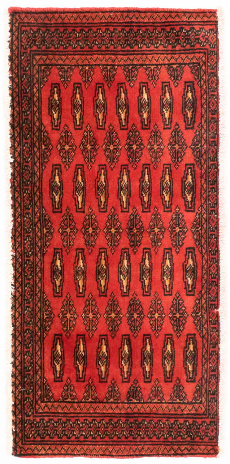 Loper Turkaman tapijt - 100 x 50 cm - rood