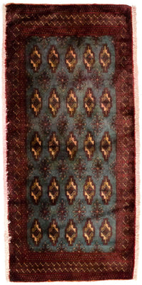 Turkaman tapijt - 130 x 60 cm - blauw