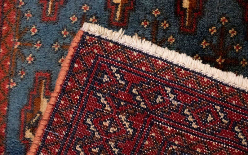 Turkaman tapijt - 130 x 60 cm - blauw