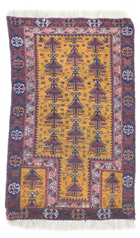 Baluch tapijt - 131 x 74 cm - geel