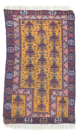 Baluch tapijt - 131 x 74 cm - geel