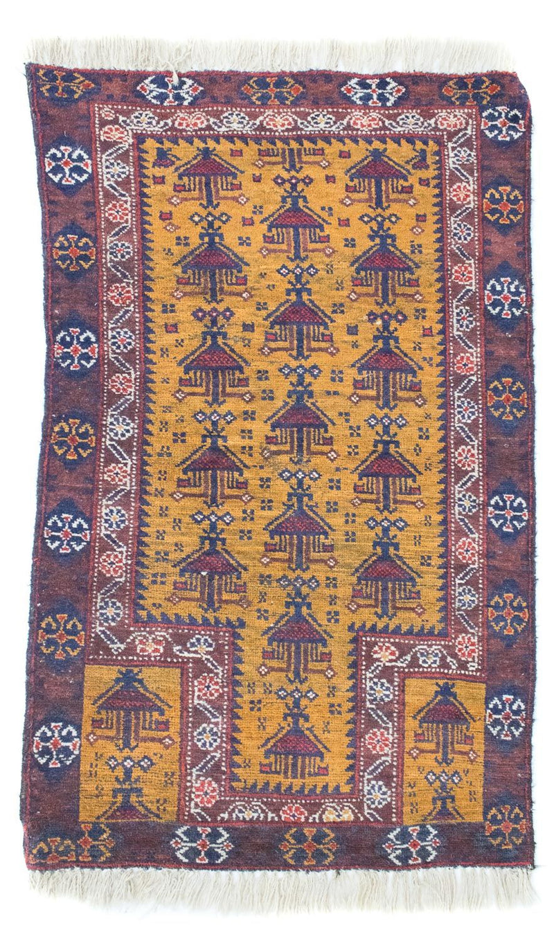 Baluch tapijt - 131 x 74 cm - geel