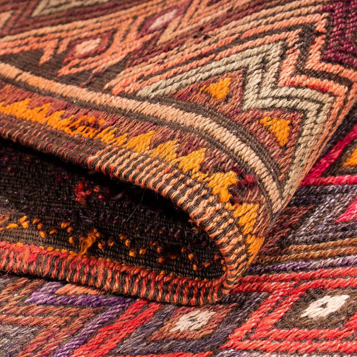 Loper Kelim tapijt - Oud - 400 x 75 cm - veelkleurig