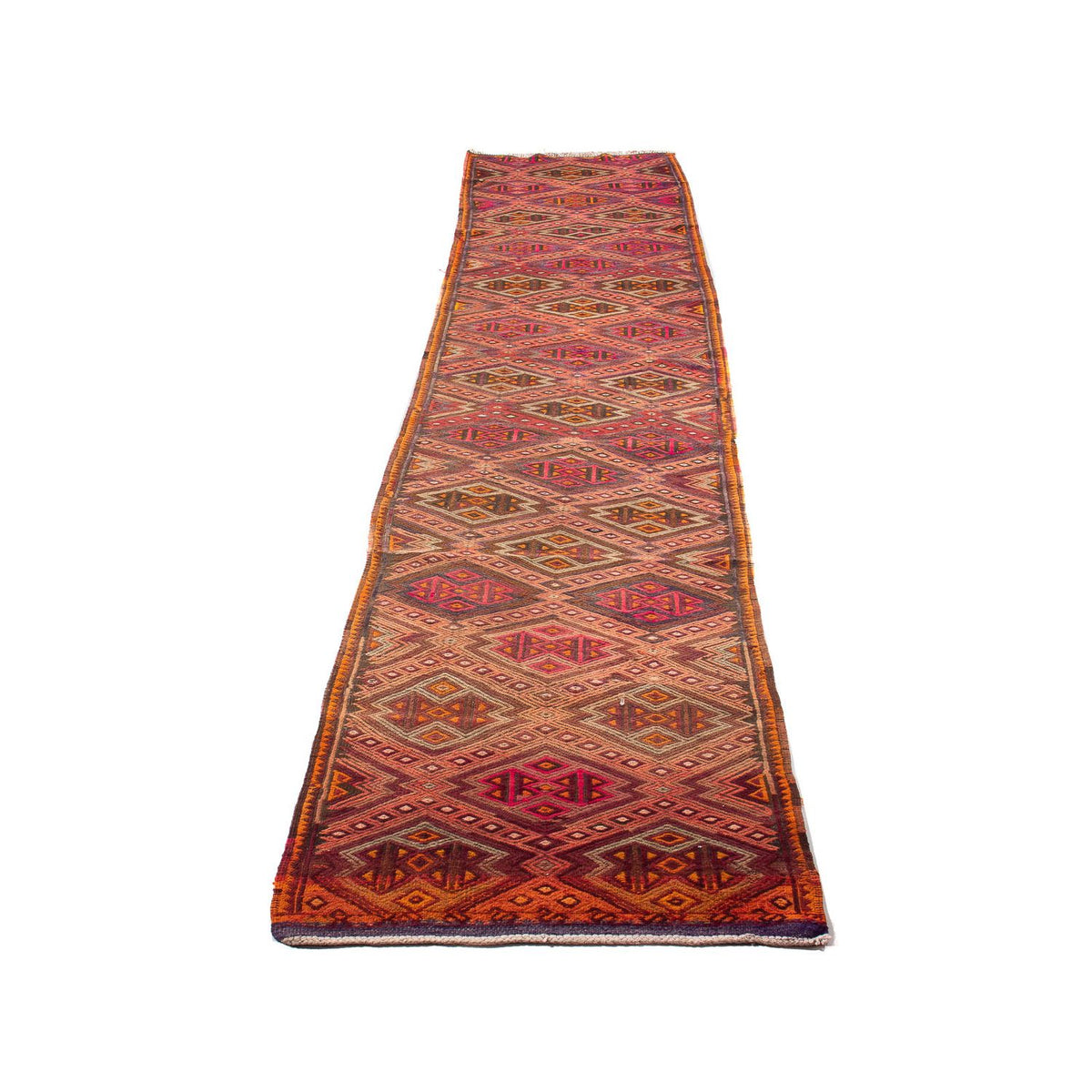 Loper Kelim tapijt - Oud - 400 x 75 cm - veelkleurig