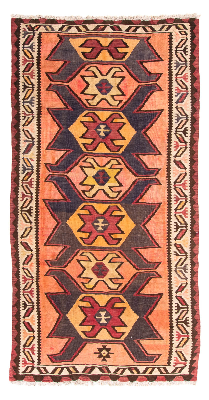 Loper Kelim tapijt - Oud - 265 x 140 cm - veelkleurig