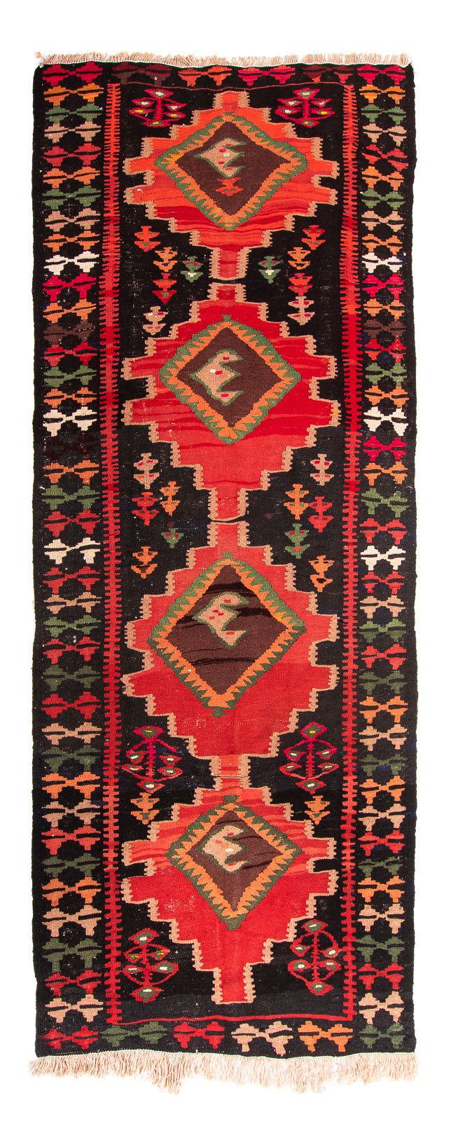 Loper Kelim tapijt - Oud - 330 x 137 cm - veelkleurig