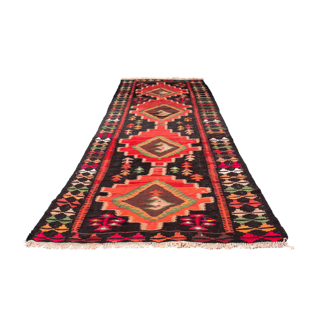 Loper Kelim tapijt - Oud - 330 x 137 cm - veelkleurig