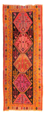 Loper Kelim tapijt - Oud - 355 x 142 cm - veelkleurig