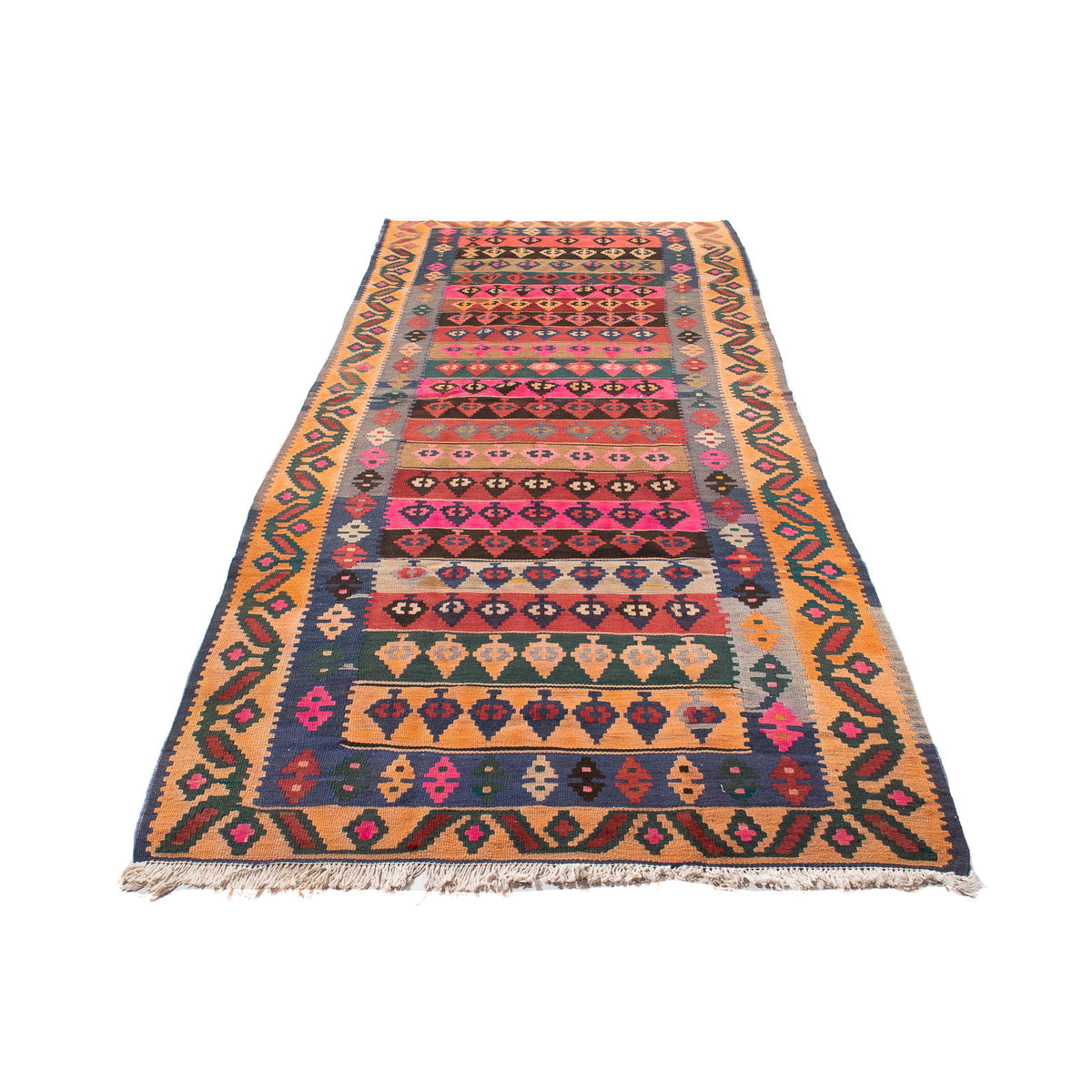 Loper Kelim tapijt - Oud - 350 x 140 cm - veelkleurig