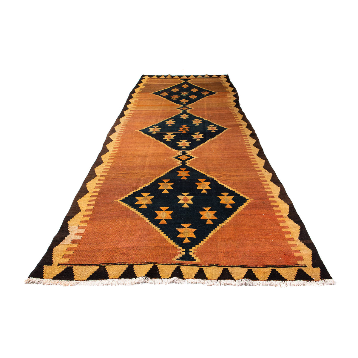 Loper Kelim tapijt - Oud - 375 x 124 cm - veelkleurig