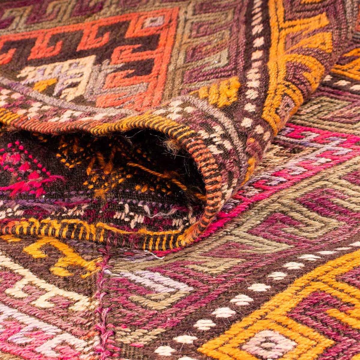 Loper Kelim tapijt - Oud - 370 x 140 cm - veelkleurig