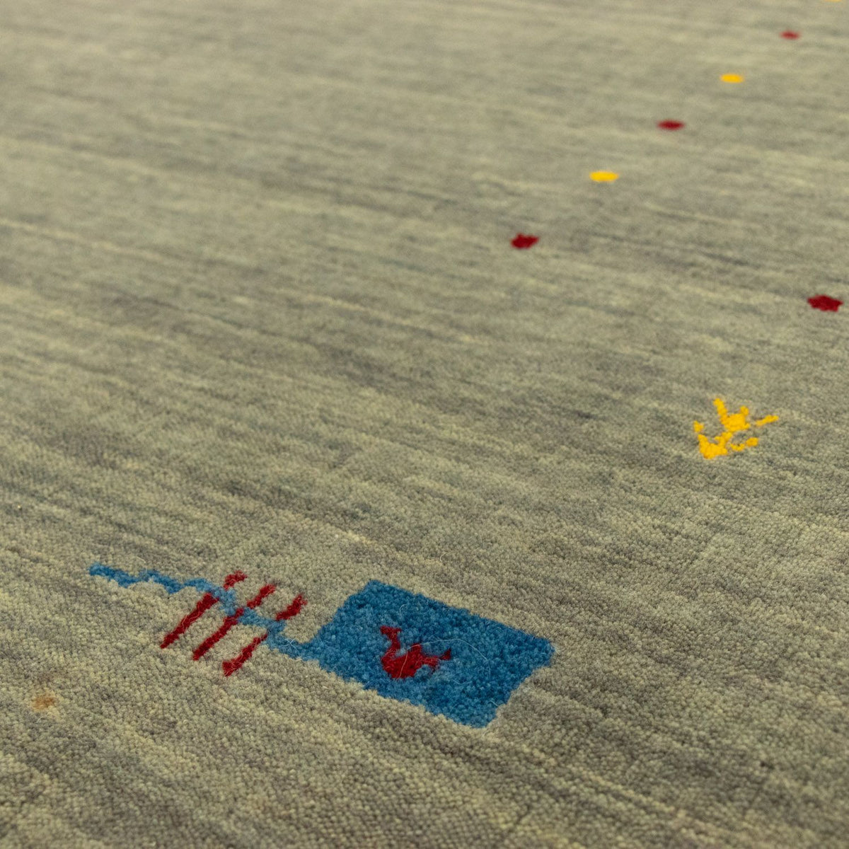 Gabbeh Tapijt - Zacht - 201 x 141 cm - zilver