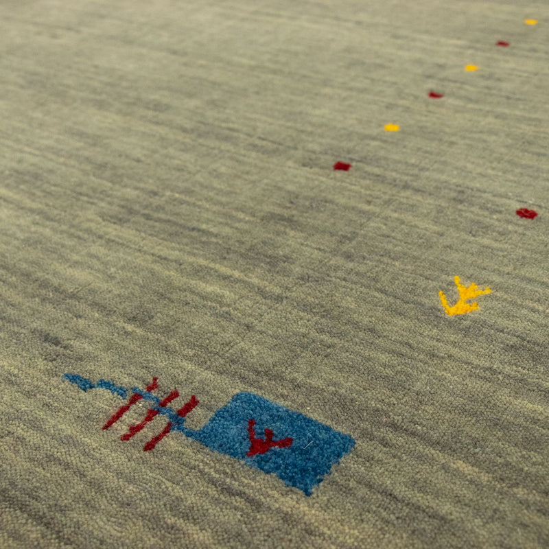 Gabbeh Tapijt - Zacht - 202 x 143 cm - zilver