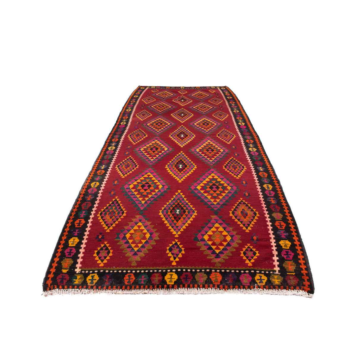 Loper Kelim tapijt - Oud - 380 x 144 cm - veelkleurig