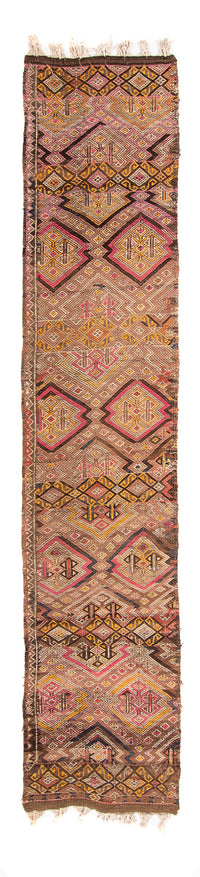 Loper Kelim tapijt - Oud - 356 x 152 cm - veelkleurig