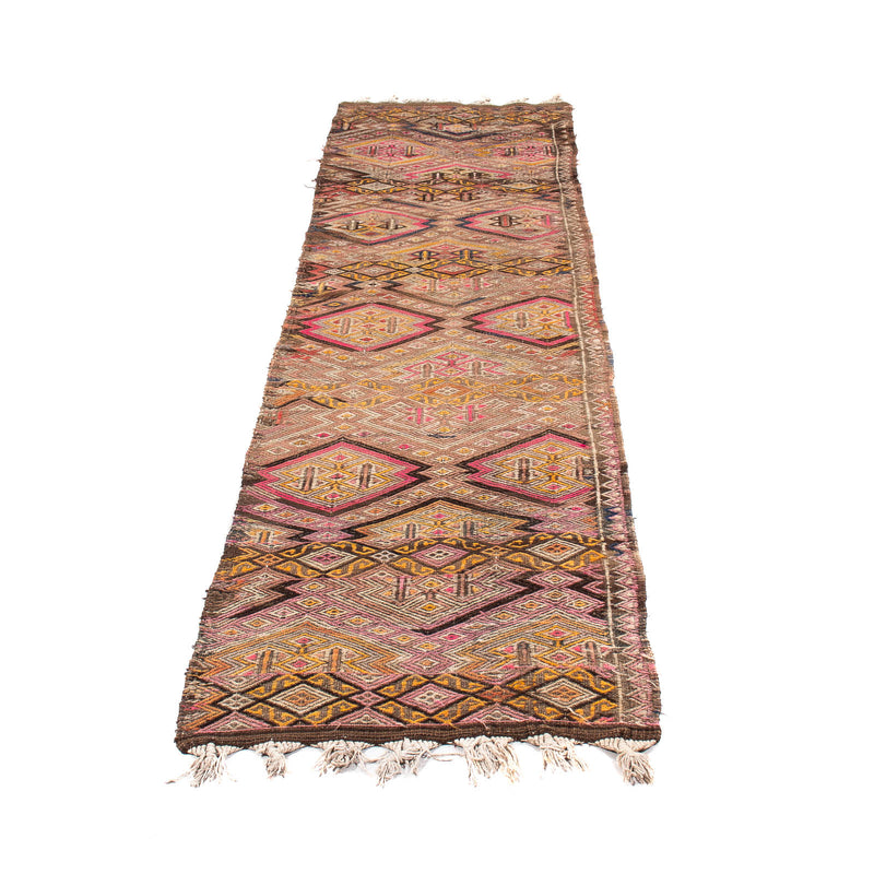 Loper Kelim tapijt - Oud - 356 x 152 cm - veelkleurig