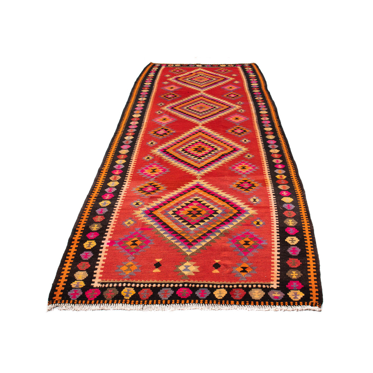 Loper Kelim tapijt - Oud - 400 x 155 cm - veelkleurig