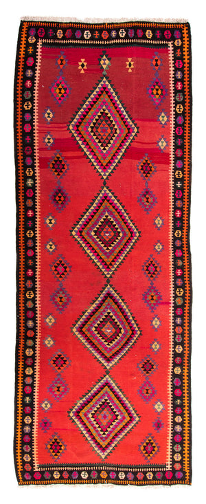 Loper Kelim tapijt - Oud - 390 x 155 cm - veelkleurig