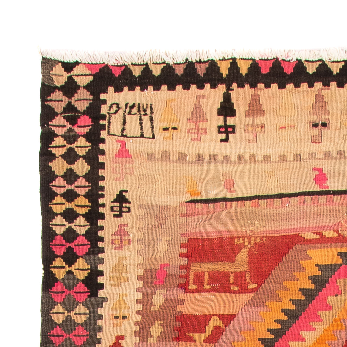 Loper Kelim tapijt - Oud - 275 x 150 cm - veelkleurig