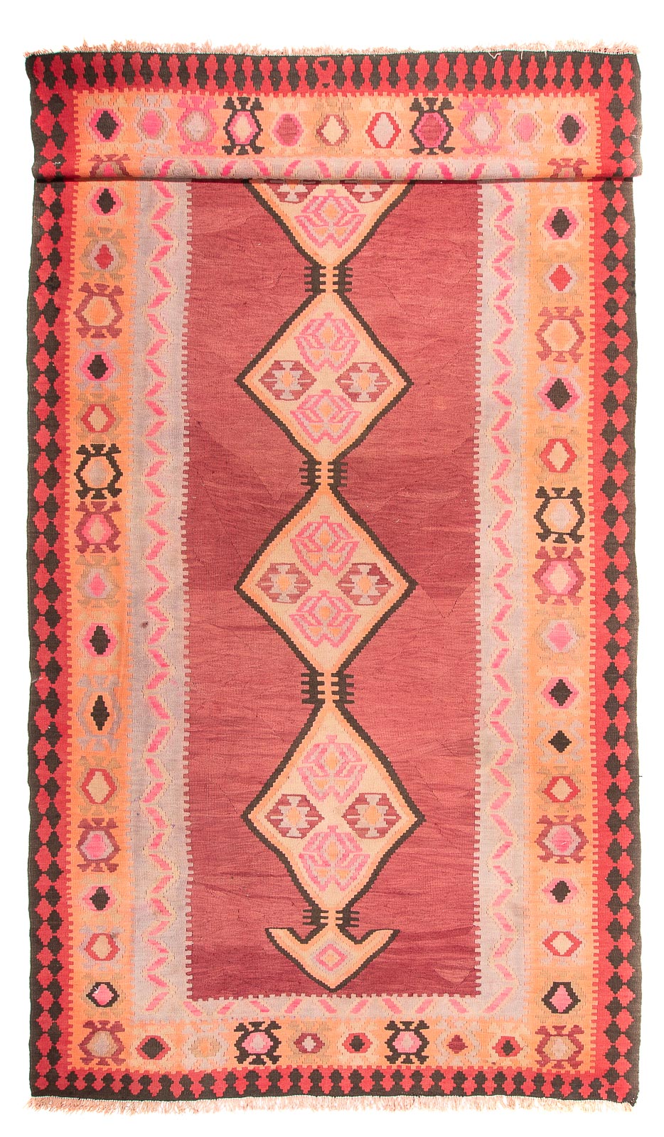 Loper Kelim tapijt - Oud - 435 x 200 cm - licht rood
