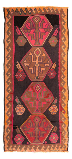 Loper Kelim tapijt - Oud - 340 x 150 cm - veelkleurig