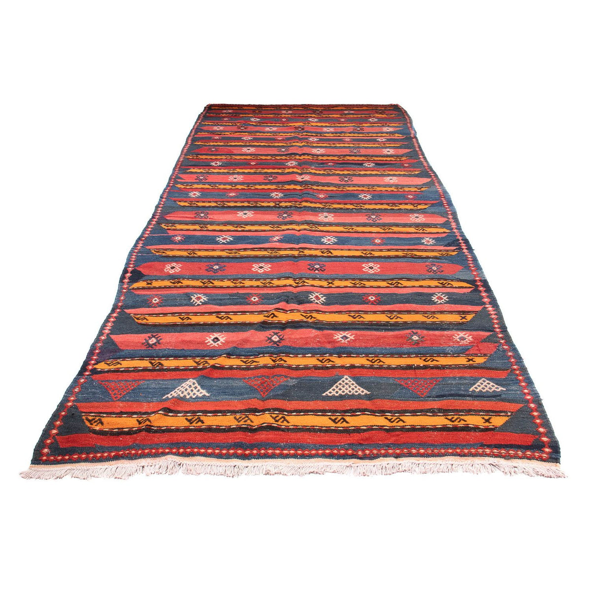 Loper Kelim tapijt - Oud - 420 x 160 cm - donkerblauw